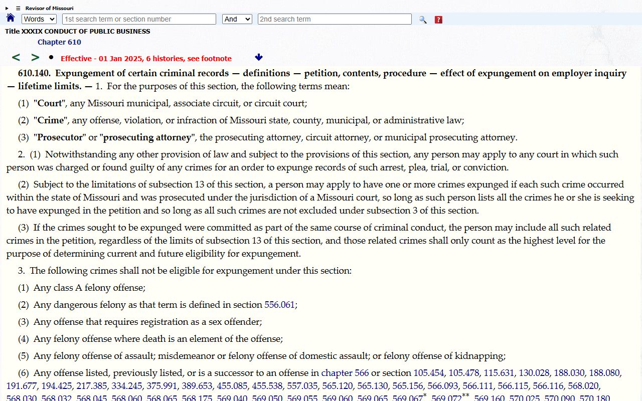 Mississippi County criminal court records Missouri criminal expungement statute