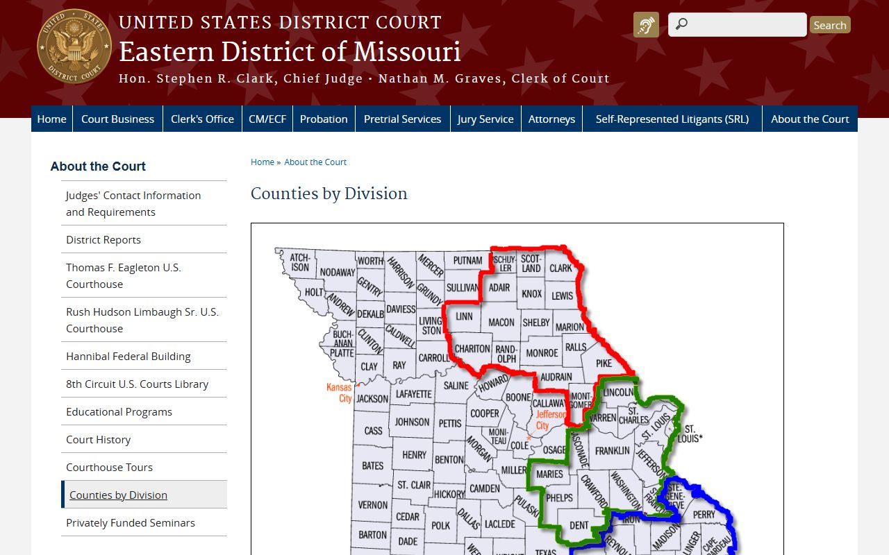 Mississippi County Circuit Court Eastern District counties by division