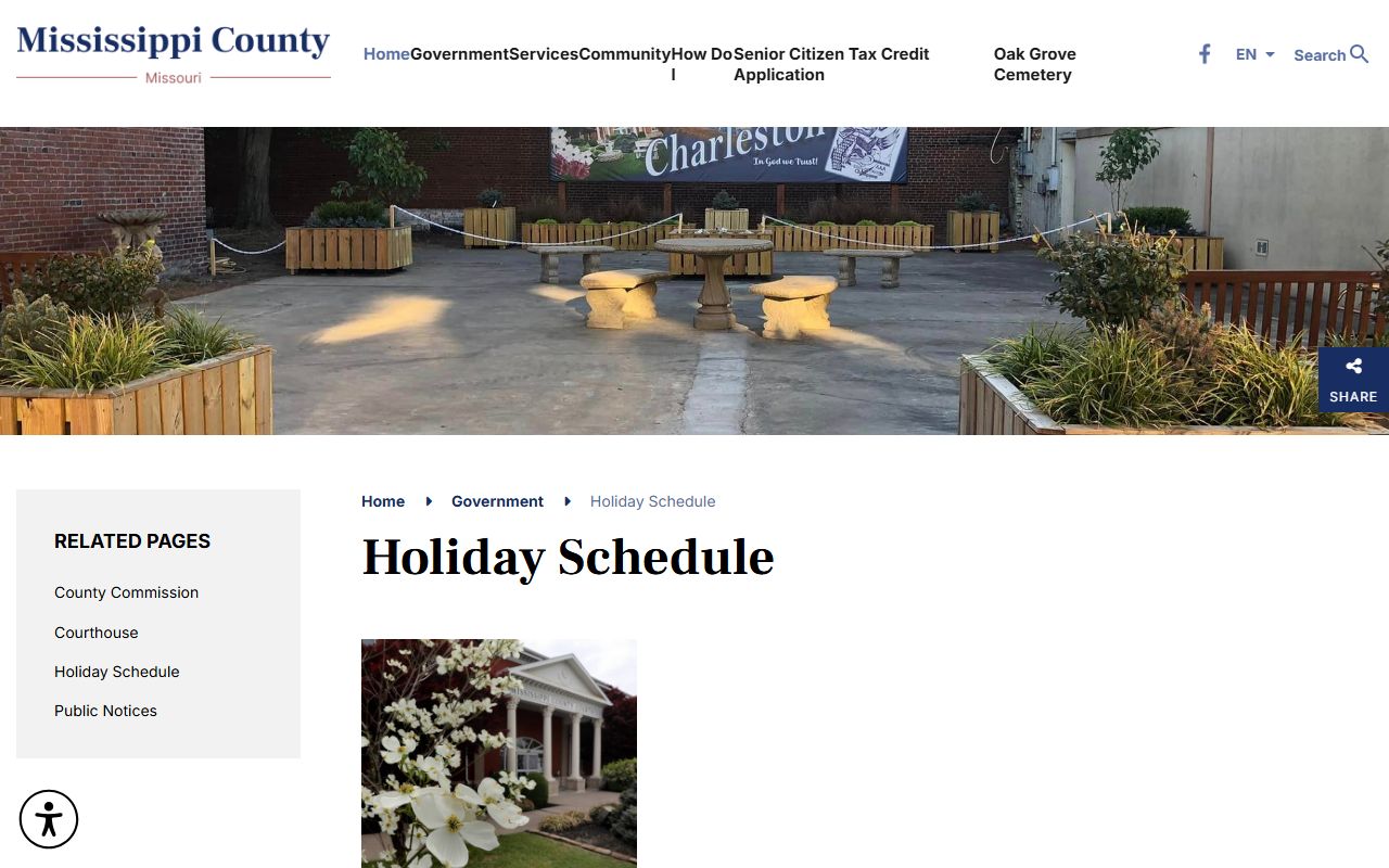 Mississippi County court records county holiday schedule