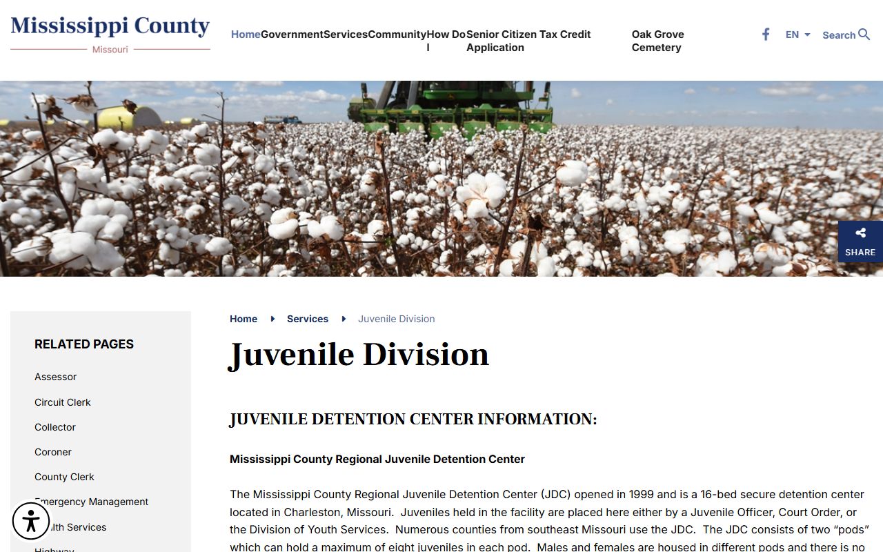 Mississippi County inmate records juvenile detention facility information