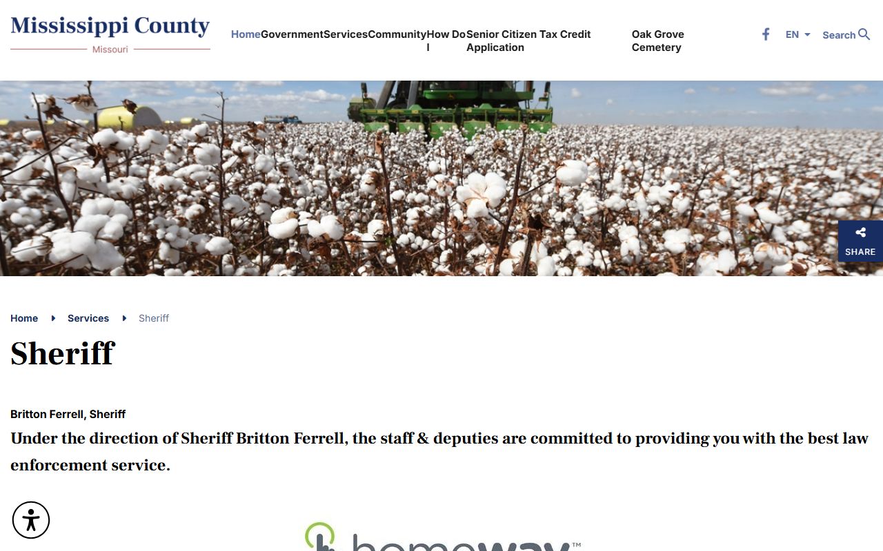 Mississippi County inmate records Sheriff contact page