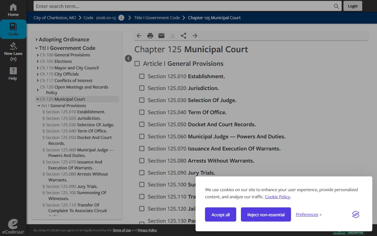 Mississippi County warrant records Charleston Municipal Court ordinance